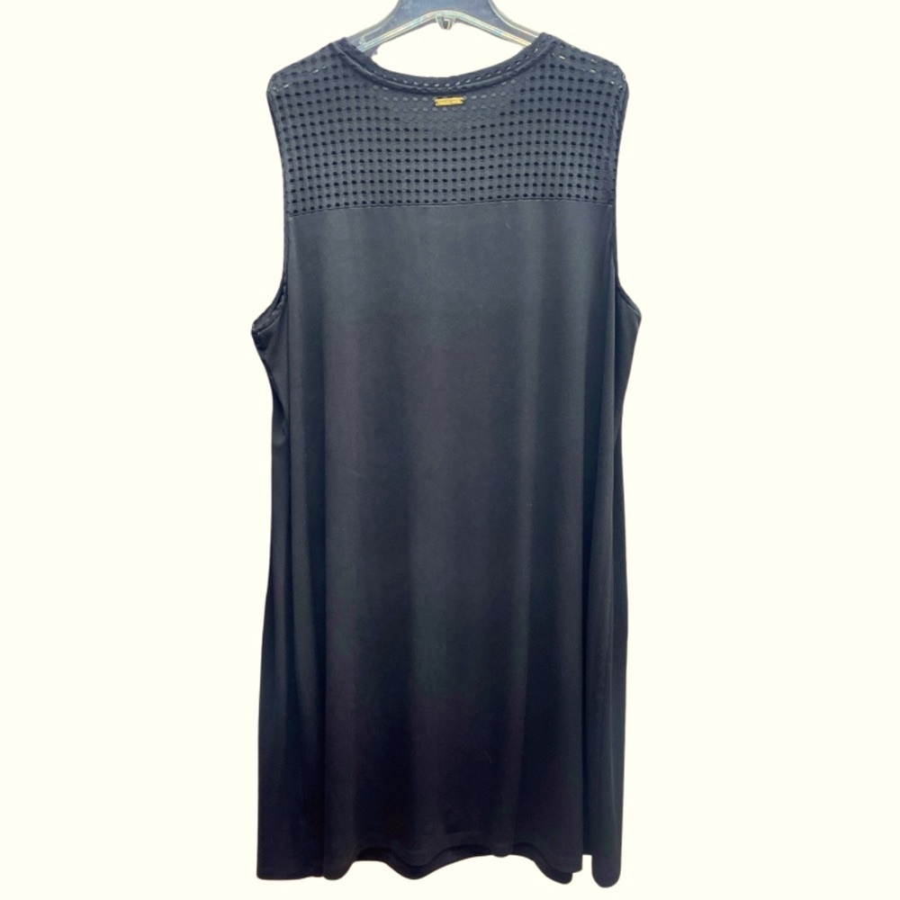 Michael Kors Black Open Weave Bodice Sleeveless Shift Dress Sz 3X - Picture 2 of 7